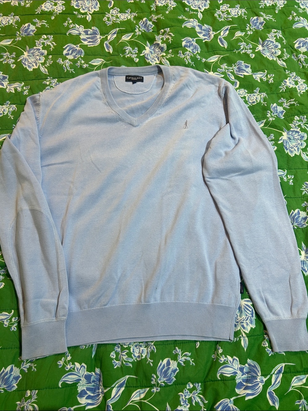 Cavallaro Casual V-Neck Men’s Sweater - Light Blue
